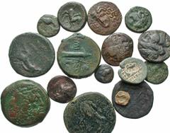 [Greek]. Lot of sixteen Æ. Includes: Macedonian Kingdom. Philip II // Macedonian Kingdom. Demetrios I Poliorketes // Macedonian Kingdom. Philip V // Thrace, Maroneia // Thessaly, Larissa // Thessaly, 