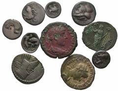 [Miscellaneous]. Lot of ten AR and Æ. All AR unless otherwise noted. Includes: Includes: Calabria, Taras. Diobol // Thrace, Cherronesos. Hemidrachm // Akarnania, Leukas. Hemidrachm // Euboia, Histiaia