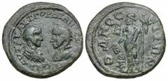 Thrace, Odessus. Gordian III, with Tranquillina. A.D. 238-244. Æ pentassarion (26 mm, 11.55 g, 1 h). AVT K M ANT ΓOPΔIANOC [A(VΓ) CЄ] around, TPAN[KVΛ/ΛЄINA] in two lines in exergue, laureate, draped 
