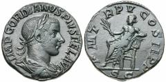 Gordian III. A.D. 238-244. Æ sestertius (28 mm, 19.10 g, 12 h). Rome, A.D. 242/3. IMP GORDIANVS PIVS FEL AVG, laureate, draped and cuirassed bust of Gordian III right / P M T-R P V COS II P P, S C in 