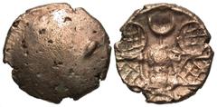 Celtic Coins Britain, Kent Region. Cantiaci. Uncertain rulers. Ca. 50-35 B.C. AV 1/4 stater (12 mm, 1.27 g). Allen's Man type. Plain / Stylized Roman trophy. ABC 195; Van Arsdell -; BMC 444; SCBC 47(?