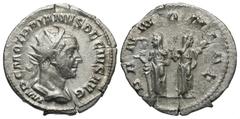 Roman Imperial Coins Trajan Decius. A.D. 249-251. AR antoninianus (22 mm, 3.13 g, 1 h). Rome, A.D. 250. IMP C M Q TRAIANVS DECIVS AVG, radiate and cuirassed bust of Trajan Decius right / PANNONIAE, th