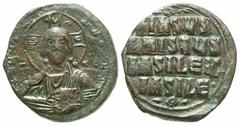 Byzantine Coins Anonymous (attributed to Constantine VIII). Ca. 1025-1028. Æ follis (29 mm, 10.62 g, 6 h). Constantinople. + ЄMMΛ-HO[V]HΛ, barred IC XC across field, nimbate bust of Christ facing, hol