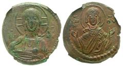 Byzantine Coins Anonymous (attributed to Romanus IV). Ca. 1068-1071. Æ follis (25 mm, 8.91 g, 5 h). Constantinople. Facing bust of Christ Pantokrator / Facing bust of the Virgin Mary, orans. DOC class