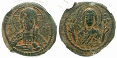 Byzantine Coins Anonymous (attributed to Romanus IV). Ca. 1068-1071. Æ follis (27 mm, 7.33 g, 6 h). Constantinople. Facing bust of Christ Pantokrator / Facing bust of the Virgin Mary, orans. DOC class