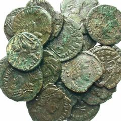 Group Lots [Roman Imperial]. Lot of nineteen Æ 1/2 centenionales of Constantius II, purchased in Dubrovnik in 1978. A group of small 1/2 centenionales of Constantius II, all purchased by the consignor