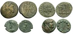 Lot 181.  [Roman Provincial] Lot of four Æ. Includes: Macedon, Thessalonica(?). Marcus Aurelius. Æ 29. Nike // Lydia Saïtta. Salonina. Æ 26. Tetrastyle temple // Commagene, Samosata. Lucius Verus. Æ 2
