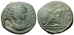 Lot 85.  BITHYNIA. Nicaea. Julia Domna, wife of Septimius Severus. Augusta, 193-217 AD. Æ 32mm (23.36 g). Struck 208/209 AD. IVΛIA CEBACTH, draped bust right; c/m: Nike standing right holding wreath /