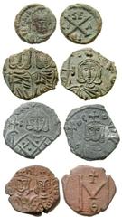 Lot 192.  Lot of Four Syracuse Mint Byzantine Æ Issues. Includes the following: Maurice Tiberius. Æ Decanummium. SB 583 // Consatntine V and Leo IV. Æ Follis. SB 1569 // Michael I and Theophylactus. Æ