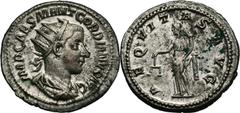 Coins - Ancient Romeins - Romain - Roman Gordian III Denarius (240 AD) Obverse: Laureate, draped and cuirassed bust right. Reverse: Equitas standing left with scales and cornucopiae RIC 34 Ag, 4,94 g 