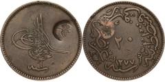 Lot 926 Coins - World - Turkey Turkey Abdul Aziz, 20 Para AH1277/4 With Ottoman countermark KM 701 Cu, 10,44 g (32 mm) TTB Starting Bid: € 20