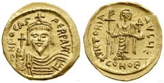 STAROŻYTNOŚĆ Solidus, 607-610, Konstantynopol; Aw: Popiersie władcy ...Fokas (602–610), Solidus, 607–610, Konstantynopol; Aw: Popiersie władcy na wprost, trzymającego glob z krzyżem, d N FOCAS PERP AV