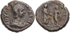 RÖMISCHE PROVINZIALPRÄGUNGEN ÄGYPTEN ALEXANDRIA Iulia Paula, 1. Gemahlin des Elagabal, 219-220 n. Chr. BI-Tetradrachme 219/220 n. Chr. (= Jahr 3 des Elagabal) Vs.: drapierte Büste n. r., Rs.: Elagabal
