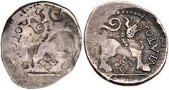 KELTISCHE MÜNZEN GALLIEN REMI AR-Quinar (Brockage) 50-30 v. Chr. Vs.: inkuser Abdruck der Rs., Rs: VLATOS, stilisierter Stier n. r., darunter Vierblatt, darüber Doppelspirale, im Abschnitt Ähre DT 641