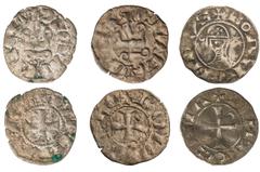 KREUZFAHRER ACHAIA Mahaut de Hainaut, 1316-1321. Billon Denier tournois o. J. dazu: Philipp II. v. Tarent, Denier tournois, Vs.: Kastell, darunter Lilie, Rs.: Kreuz; dazu: Antiochia, Boemund III., 116