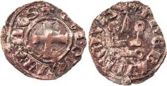 KREUZFAHRER ATHEN Guy II. de la Roche, 1287-1308. Billon-Denier Tournois Theben Vs.: + Y GVI . DVX ATEHES, Fußkreuz im Perlkreis, Rs.: + Y ThEBAHI . CIVIS, Kastell Metcalf, Latin East, 1067-1069 var. 