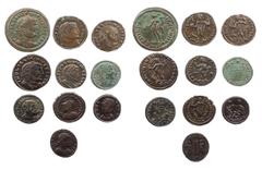 LOTS ANTIKER MÜNZEN Lot, römische Münzen AE-Prägungen der Spätantike: Constantius I. Chlorus als Caesar, Follis, Alexandria, 2. Offizin; Licinius I., Follis, Siscia, 5. Offizin sowie Follis, Thessalon