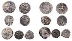 LOTS ANTIKER MÜNZEN Lot, griechische Münzen AR-Prägungen der griechischen Welt, darunter MAKEDONIEN, Königreich, Alexander III., Tetradrachme; Römisches Protektorat, Tetradrachme; ATTIKA, Athen, Tetra