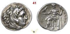 GRECHE MACEDONIA ALESSANDRO III, MAGNO (336-323 a.C.) Dracma (Cassandro, come reggente 317-305) Sardes D/ Testa di Eracle con pelle leonina R/ Giove seduto con aquila; davanti a lui una torcia accesa 