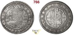 Monete estere SPAGNA - FILIPPO IV (1621-1665) 50 Reales o "Cinquentin" 1659/31 sigle BR (Bernardo de Pedrera Negrete), Segovia D/ Stemma coronato; a s. acquedotto su BR in nesso e a d. valore R/ Stemm
