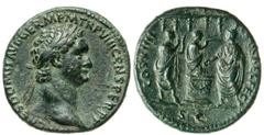 DOMIZIANO (81-96) Asse. D/ Testa laureata R/ Domiziano accanto ad un altare sacrifica; davanti a lui due musicisti (uno con lira e uno con flauto) e sullo sfondo un tempio. Coh. 85 RIC 623 Tredici 57 