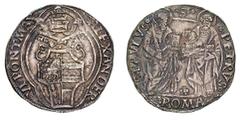 Alessandro VI (Rogrigo de Borja y Borja) 1492-1503. Grosso, argento gr. 3,20, ¿ 26,4 mm. D/ ¡ALEXANDER¡ ¡VI¡PONT¡MAX¡, stemma ottagonale a testa di cavallo sormontato da chiavi decussate, con cordoni 