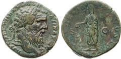 Roman Imperial - PERTINACE (193) Sesterzio. D/ Testa laureata R/ Pertinace con patera accanto ad un tripode. RIC 24 Ae g 20,50 Molto rara • Bel ritratto BB/MB