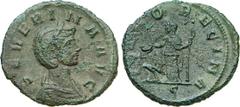 Part 2 - Ancient Coins - SEVERINA (moglie di Aureliano) Asse. D/ Busto diademato R/ Giunone stante con patera e scettro; ai suoi piedi un pavone. Coh. 9 (6 fr.) Ae g 5,83 Rara • Patina verde MB/BB