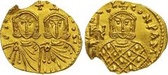 BYZANTINE - COSTANTINO V (741-775) Solido, Siracusa. D/ Busti frontali di Costantino IV e Leone IV R/ Busto frontale di Leone III. Sear 1565 DOC 15 Au g 3,63 Rara - Piccola mancanza marginale di metal