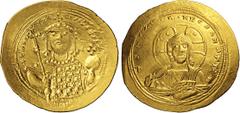 BYZANTINE COSTANTINO IX (1042-1055) Histamenon, Costantinopoli. D/ Busto frontale di Costantino con lunga croce e globo crucigero R/ Busto frontale del Cristo. DOC 1a Sear 1828 Au g 4,35. Ex asta Rauc