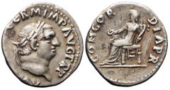 Impero Romano Roma, Vitellio, Denario, 69, Ag (3,17g x 18mm); D/ A VITELLIVS GERM IMP AVG TR P; testa laureata. R/ CONCOR - DIA PR; la Concordia con patera e cornucopia. RIC 90; BMC 20 – Non Comune. B
