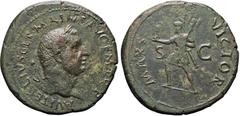 Impero Romano Roma, Vitellio, Sesterzio, 69, AE (33,40g x 37mm); D/ A VITELLIVS GERMA IMP AVG P M TR P; testa laureata. R/ MARS VICTOR; S - C; Marte con Vittoria, parazonium e trofeo. Inedito (Not In 