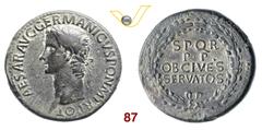 ROMANE IMPERIALI CALIGOLA (37-41) Sesterzio. D/ Testa nuda R/ Scritta entro corona. RIC 37 Ae g 25,49 Rara BB