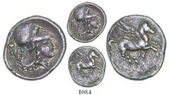 Akarnania, Anaktorion, AR stater, ca. 350-300 BC, "pegasus." Imhoof-Blumer Akarnanians 62; Pegasi 26 var; BCD Akarnania 88. 8.18 grams. Pegasus flying right, AN monogram below / Head of Athena right, 