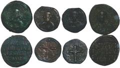 Ancient Byzantine Lot of 4 Byzantine Empire AE follis, two of Basil II and Constantine VIII (joint reign, 1025-28 AD) and two of Nicephorus III (1078-81 AD). 33.18 grams total. All showing bust of Chr