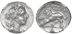 Ancient Coins Gaul, Massalia, AR drachm or tetrobol, 2nd-1st centuries BC, NGC Choice AU, strike 5/5 surface 3/5. Weber-Pl. 1, 42. 2.70 grams. Diademed and draped bust of Artemis facing right, quiver 
