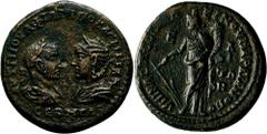 Philippus I. Arabs (244 - 249): Bronze, Moesien Markianopolis: 14,37 g, Vs: Drapierte Büsten des Philippus mit Lorbeerkranz und Panzer und der Otacilia mit Diadem einander gegenüber Rs: Tyche mit Steu