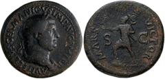 Roman Coins Vitellius (69 n.Chr.): Æ-Sesterz, 69 n.Chr., A VITELLIVS GERMANICVS IMP AVG P M TR P / MARS-VICTOR, Kampmann 19.52, RIC 115, 25,94 g, sehr schön+. [taxed under margin system]