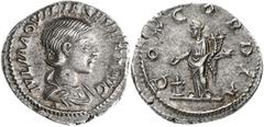 Roman Coins Aquilia Severa, Gattin des Elagabal (221): AR-Denar CONCORDIA, 3 g, Kampmann 58.1, sehr schön - vorzüglich. [taxed under margin system]