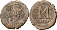 Byzanz: Justinus II. (565-578): LOT 6 Münzen: 4 Folles, Nicomedia, Jahr IIII (568), U (569) (3x). Officinen A und B (je 2x). Thron. Justinus II. und Sophia // M zw. ANNO und Jahr. Sear 369. Follis, Ci