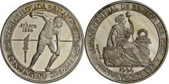 Peru: Lot 2 Münzen: je 20 Soles Olympische Spiele Atlanta 1996, Erinnerung an Athen 1896. Normalprägung und Piedfort. Silber. Auflage 100. Proof.