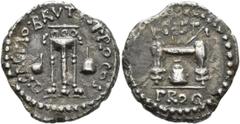 Roman Coins M. Iunius Brutus (43/42 v.Chr.): Rom-Imperatorische Prägung, M. Iunius Brutus und L Sestius 43-43 v.Chr.: AR-Quinar, 43, Mzst. beim Heer des Brutus in Kleinasien 43/42 v. Chr., Vs: L.SETI/