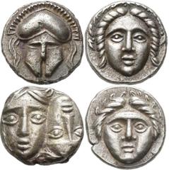 Greek Coins Thrakien - Städte: Lot 9 Münzen, Mesambria: AR-Diobol (3x) / Apollonia Pontica: AR-Diobol (2x) / Moesia Istros: AR-Diobol (4x). Sehr schön, sehr schön-vorzüglich, vorzüglich. [taxed under 