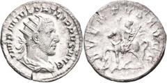 Roman Coins Philippus I. Arabs (244 - 249): Antoninian, Rom. Drapierte Büste mit Strahlenkrone nach rechts, IMP M IVL PHILIPPUS AUG / Kaiser reitend, die Rechte erhoben, mit der Linken Speer haltend, 