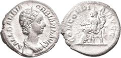 Roman Coins Orbiana, Gattin des Severus Alexander: Denar, Rom. Drapierte Büste mit Diadem nach rechts, SALL BARBIA ORBIANA AVG / Concordia sitzend nach links mit Doppelfüllhorn und Opferschale, CONCOR