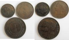 Zypern: Cyprus British Colony, Victoria 1837-1901: ¼, ½ und 1 Piastre 1879, KM# 1.1, 2 und 3.1 in sehr schön oder besser. Lot 3 Münzen. [taxed under margin system]