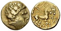 Lemovices AV Stater, Type de Moulin-Limoges Celtic, Central Gaul. Lemovices. AV Stater (18 mm, 7.33 g), 3rd to early 2nd century BC. 'Type de Moulin-Limoges, au bust de face', imitating Philip II of M
