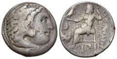 Alexander III 'the Great' AR Drachm, Kolophon mint Kings of Macedon. Alexander III 'the Great' (336-323 BC). AR Drachm (17-18 mm, 3.97 g), Kolophon, struck under Lysimachos, c. 301/0-300/299. Obv. Hea