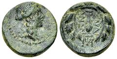 Sardes AE16, c. 133 BC-AD 1 Lydia, Sardes. AE16 (3.42 g), c. 133 BC - AD 1. Obv. Laureate head of Apollo to right. Rev. Club; ΣΑΡΔΙΑΝΩΝ across fields, monogram below; all within laurel wreath. GRPC Ly