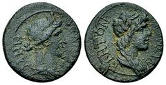 Pseudo-autonomous AE17, Pergamon Mysia, Pergamum. Pseudo-autonomous, tempus Claudii-Neronis (c. 40-60). AE17 (2.48 g). Obv. ΘЄAN PΩMHN, Turreted head of Roma to right; lituus to right. Rev. ΘЄON CYNKΛ
